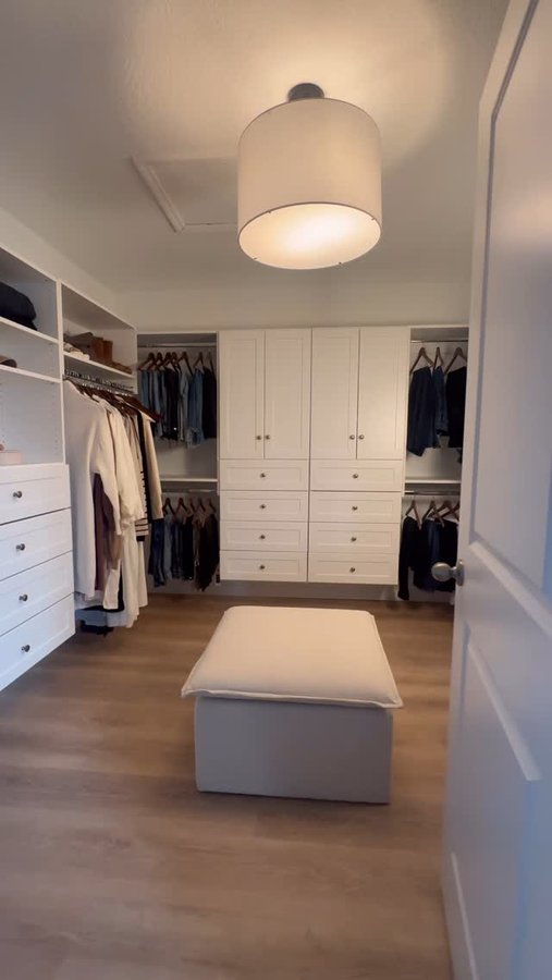 Instagram post by @glamorouslyliving for Modular Closets. Caption reads: New year, new closet 🤩🔥👏🏼 @modularclosets....