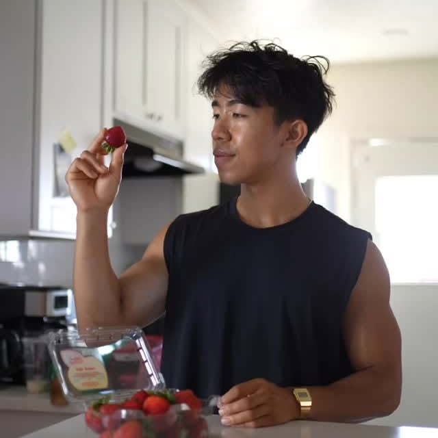 Instagram post by @pathradecha for MYPROTEIN. Caption reads: If you like strawberries, @myprotein has a....