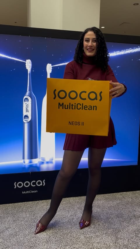 Instagram post by @haileykubraatasoy for Soocas. Caption reads: I stopped by the SOOCAS Pop-Up and got the chance....