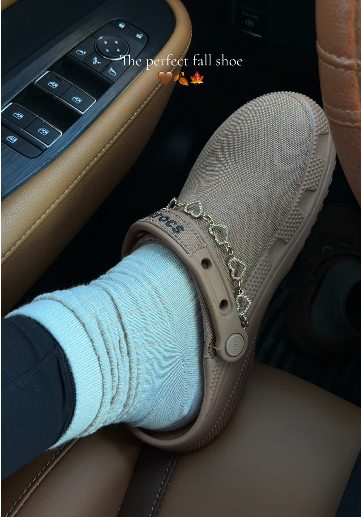 TikTok post by @itscassidysworld for Crocs. Caption reads: The mom shoe just got a fall glow-up 🍁....