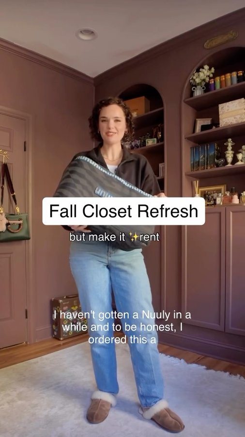 Instagram post by @maddy_gutierrez_ for Nuuly. Caption reads: Normalize renting as your personality shifts. 💅....