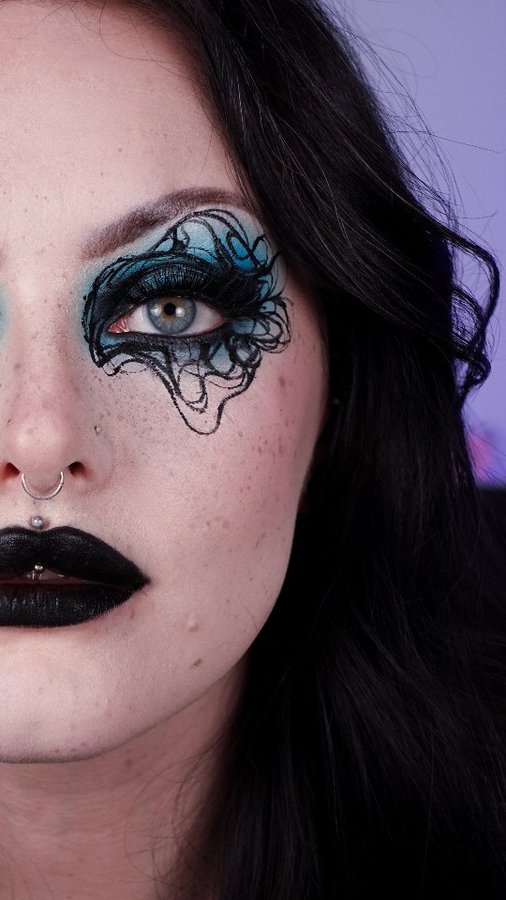 Instagram post by @byhazelj for florence by mills. Caption reads: Scribble liner version 2 👁 this was such a fun....