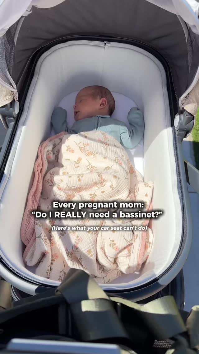 Instagram post by @carinedelacroix for UPPAbaby. Caption reads: What our bassinet does that a car seat can’t. We....