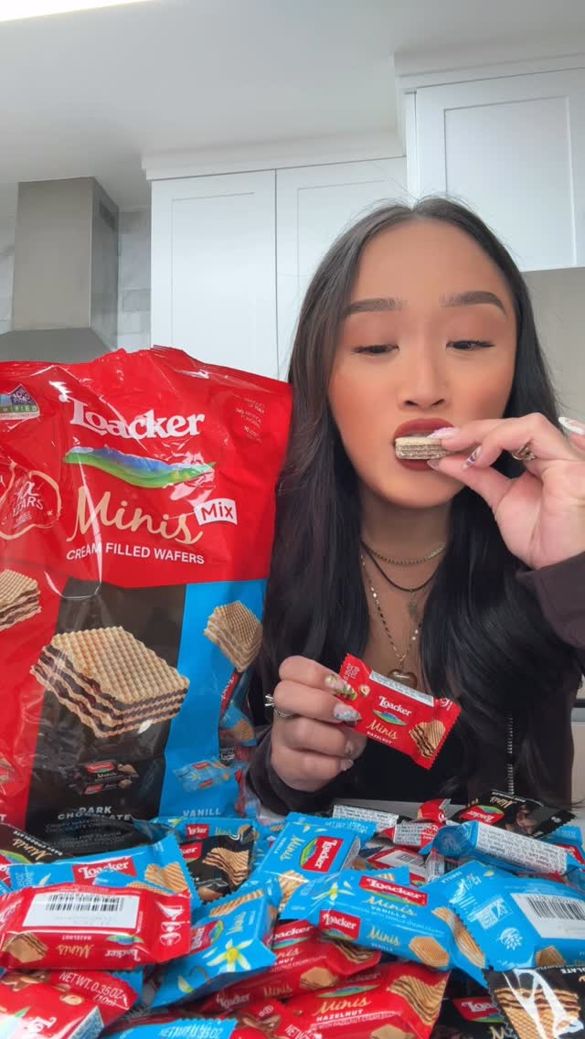 Instagram post by @foodiesushiqueen for Costco. Caption reads: @loackerusa is soo addictingly delicious! DON’T....