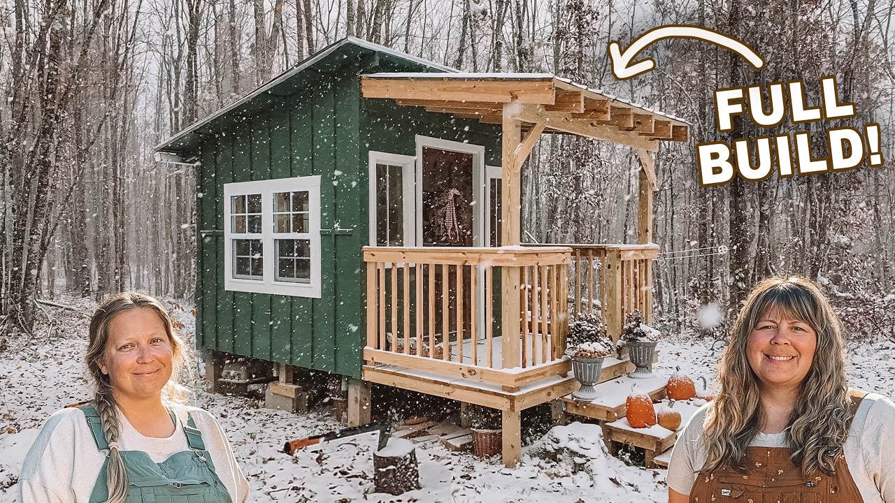 YouTube post by @HEYWANDERER for Azure Standard. Caption reads: We Built a Cozy Cabin in the Woods (Start to....