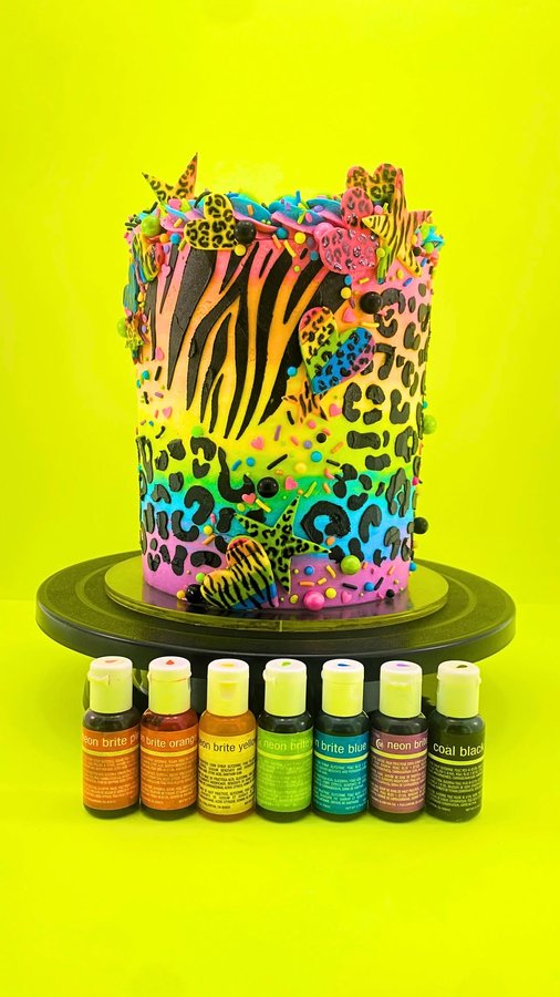 Instagram post by @erin.cakesandcupcakes for Chefmaster. Caption reads: 🎨 Which is your FAVE @chefmaster NEON BRITE....