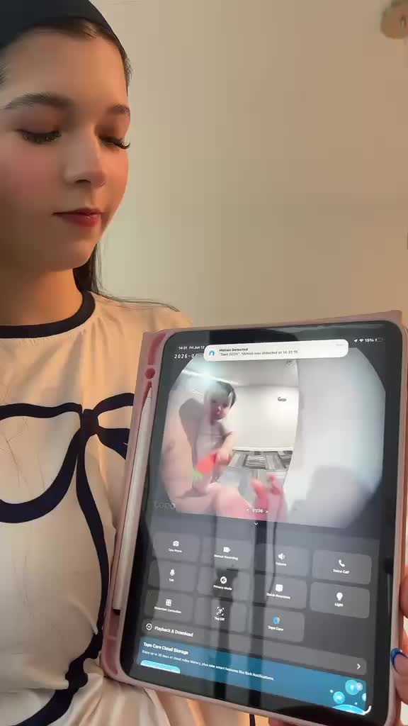 TikTok post by @danidani_1919 for Tapo. Caption reads: @tapo.us #tapo #videodoorbell [...].
