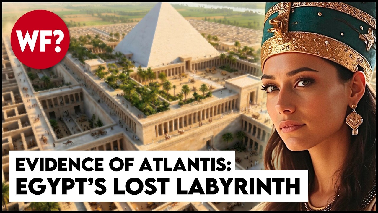 YouTube post by @TheWhyFiles for Goldbelly. Caption reads: The Lost Labyrinth of Hawara: Evidence of Atlantis....