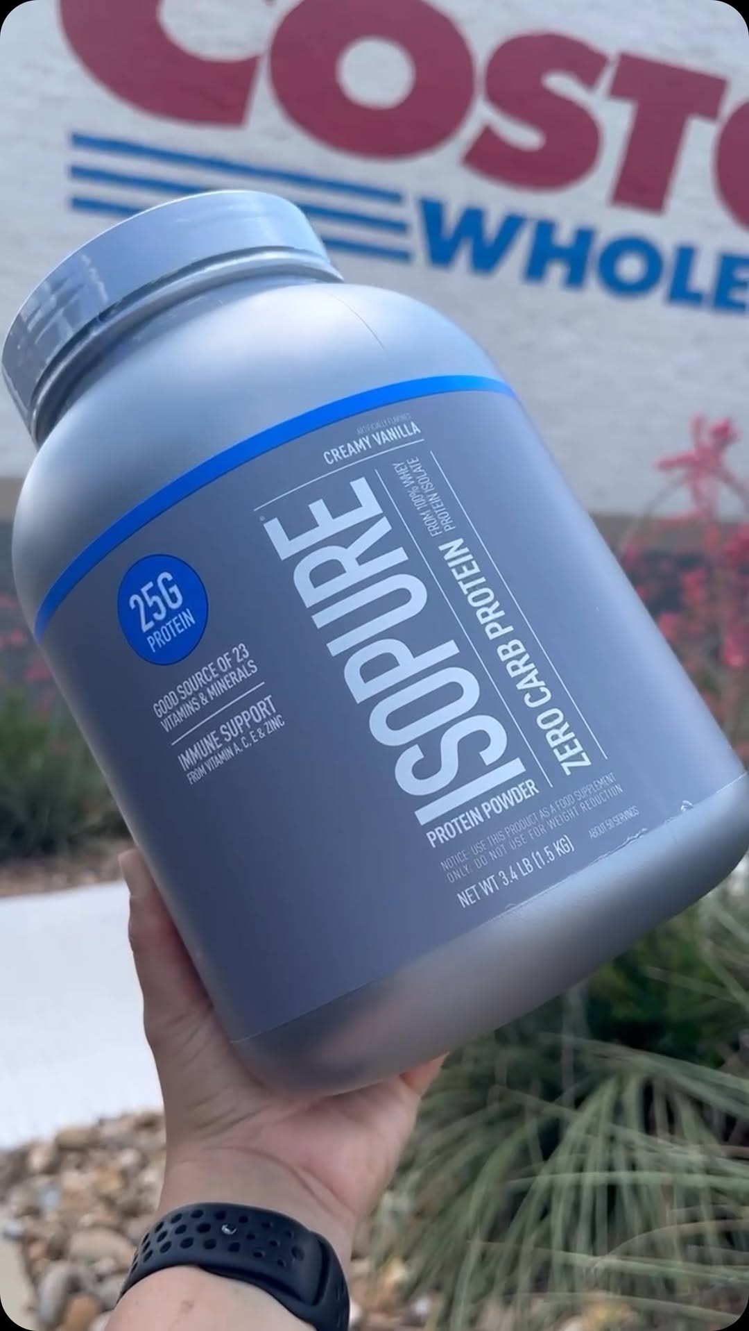Instagram post by @costco_doesitagain for The Isopure Company. Caption reads: A protein powder should be everything you need and....