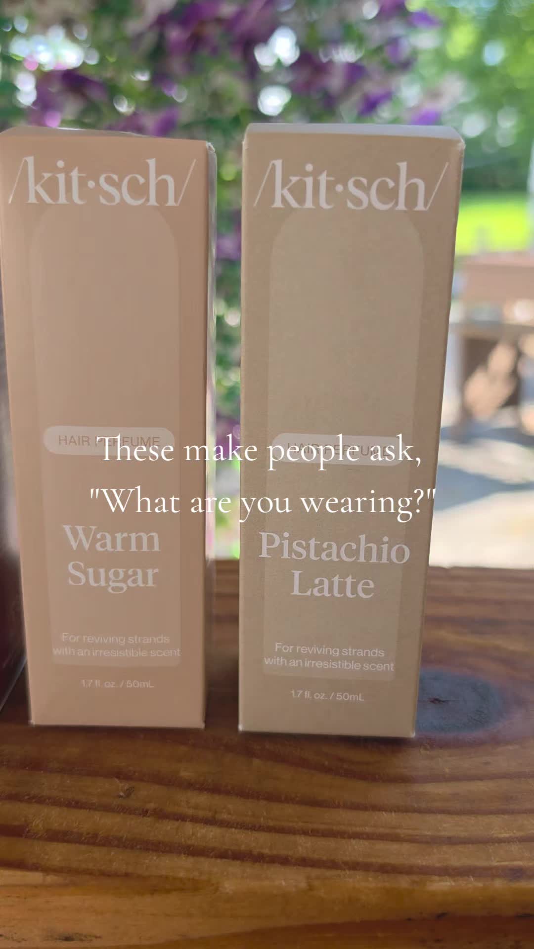 TikTok post by an influencer for Kitsch. Caption reads: [...] Warm Sugar ☕ Pistachio Latte @Kitsch....