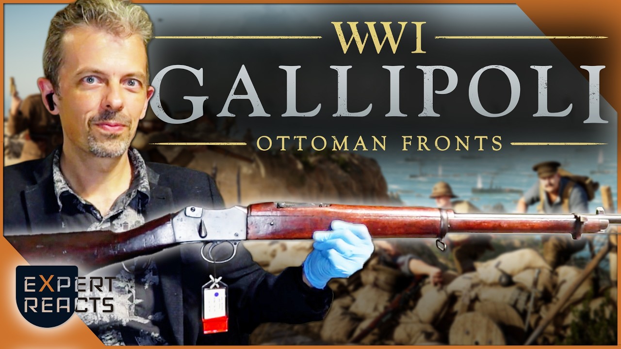 YouTube post by @WatchEXP for Stellar Blade. Caption reads: Firearms Expert Reacts to Gallipoli Guns | EXP.