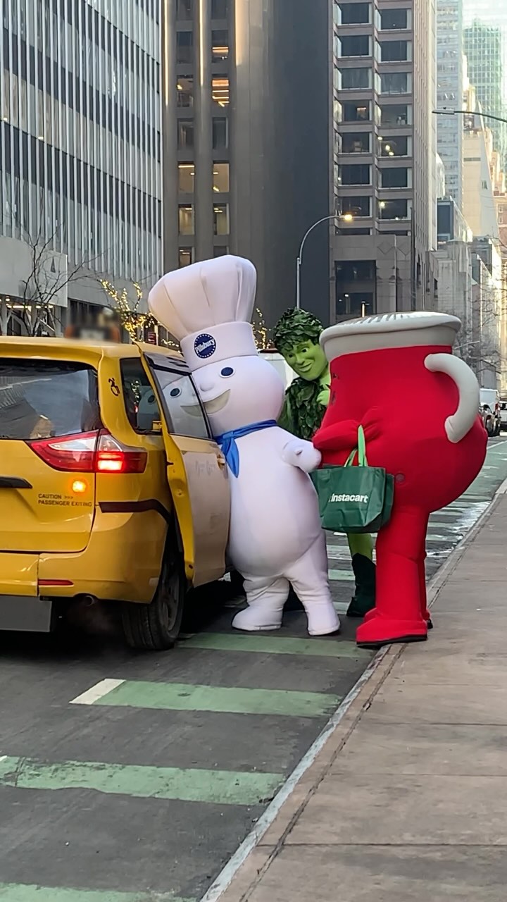 Instagram post by @whatisnewyork for Instacart. Caption reads: Hailing a cab is one thing, but fitting in…....
