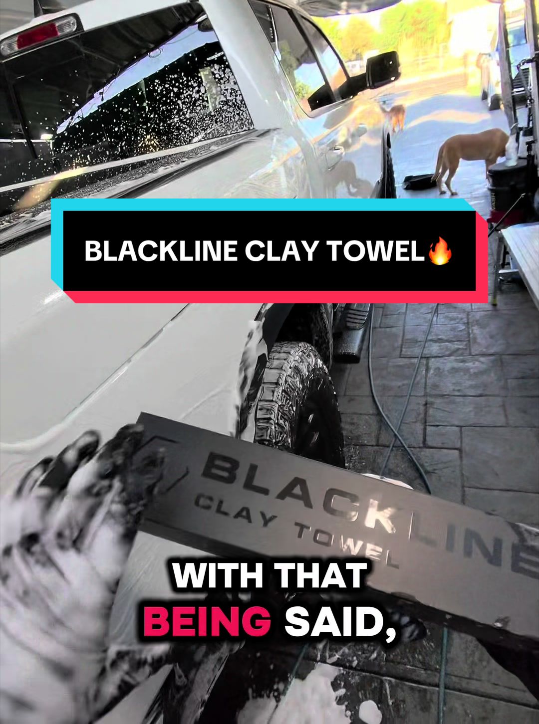 TikTok post by @angels_wash for Blackline Car Care. Caption reads: This would’ve have been so much harder to get off....