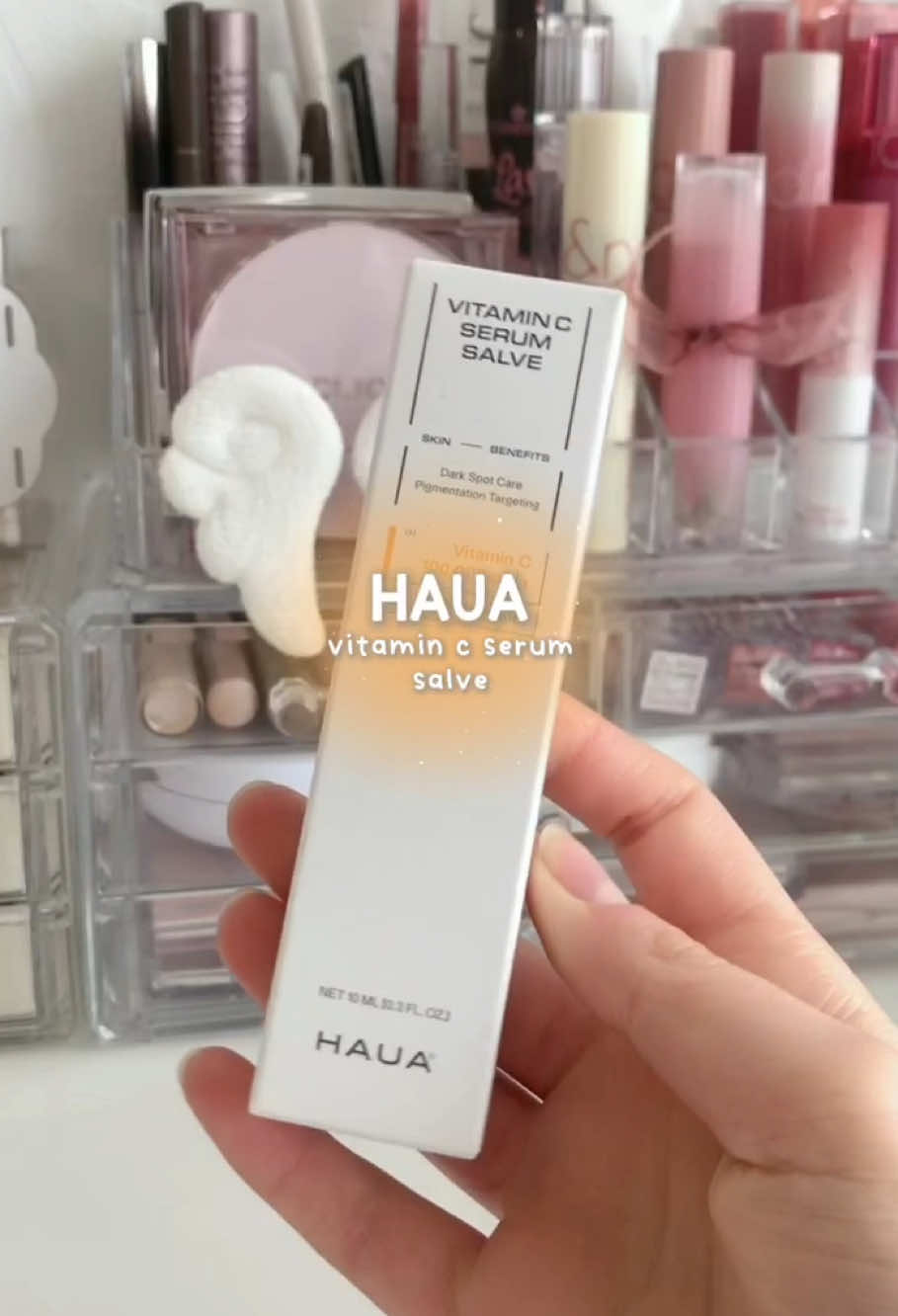 TikTok post by @tintedberryyy for HAUA. Caption reads: HAUA - vitamin C serum salve ! Not sponsored!....