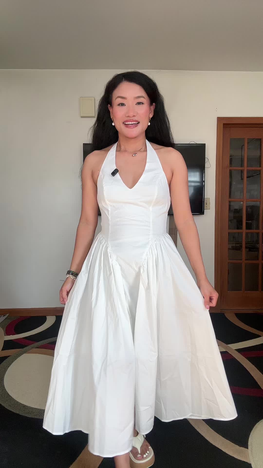 TikTok post by an influencer for Fashion Nova. Caption reads: [...] #goviral #halterdress @Fashion Nova.