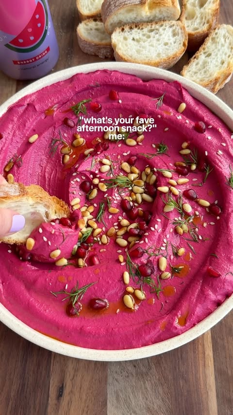 Instagram post by @tessbegg for Bloom Nutrition. Caption reads: WHIPPED TOFU BEETROOT DIP 🩷🫜 The most delicious....