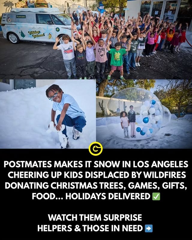 Instagram post by @goodnews_movement for Postmates. Caption reads: 🎁 @Postmates delivered holiday magic to the [...].