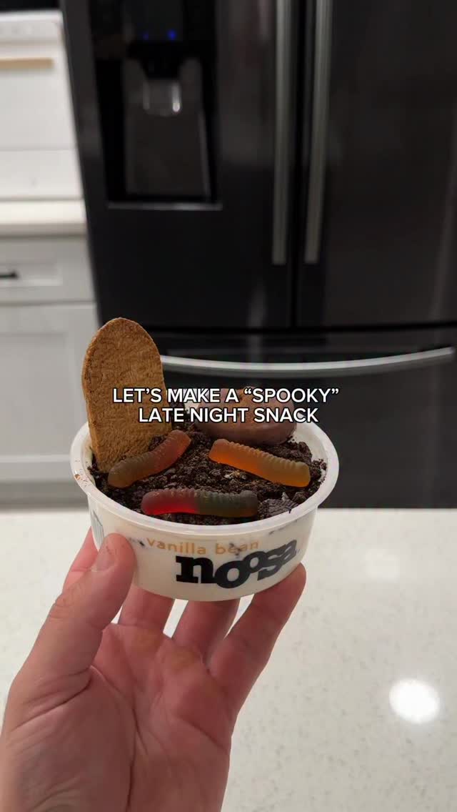 Instagram post by @drewdalu for noosa yoghurt. Caption reads: [...] haunted, but hits different 👻 Find....