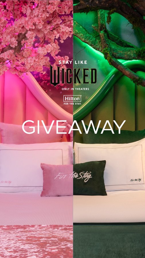 Instagram post by @nyhiltonmidtown for Hilton Hotels & Resorts. Caption reads: Here’s your chance to Stay Like Wicked with your....
