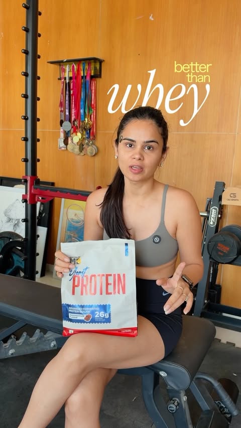 Instagram post by @khush_ahlawat for MuscleBlaze. Caption reads: [...] actually different 👀 MuscleBlaze Yeast....