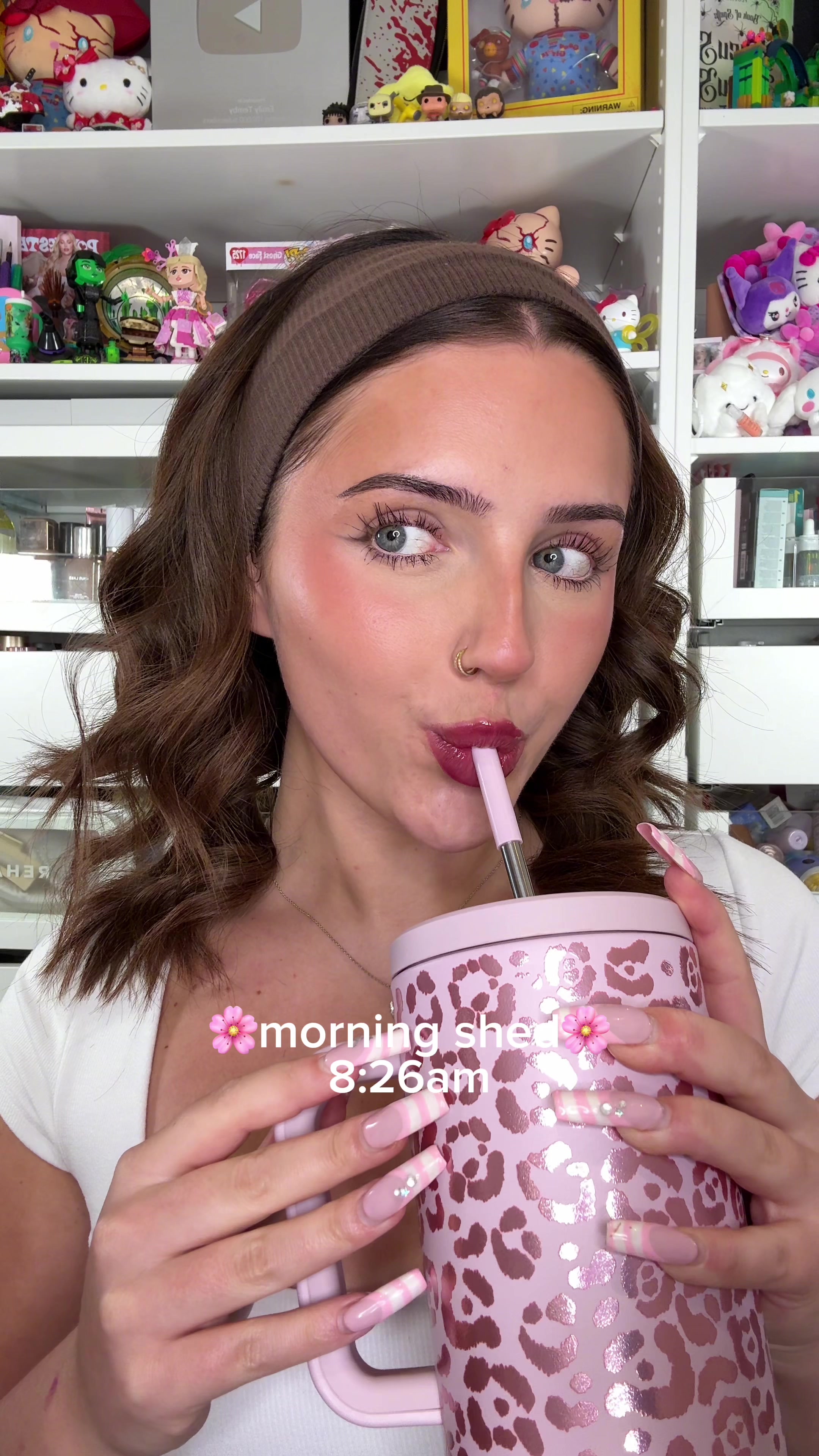 TikTok post by @emilytembymakeup for Meoky Cup. Caption reads: Morning shed routine🌸 @medicube UK @medicube....