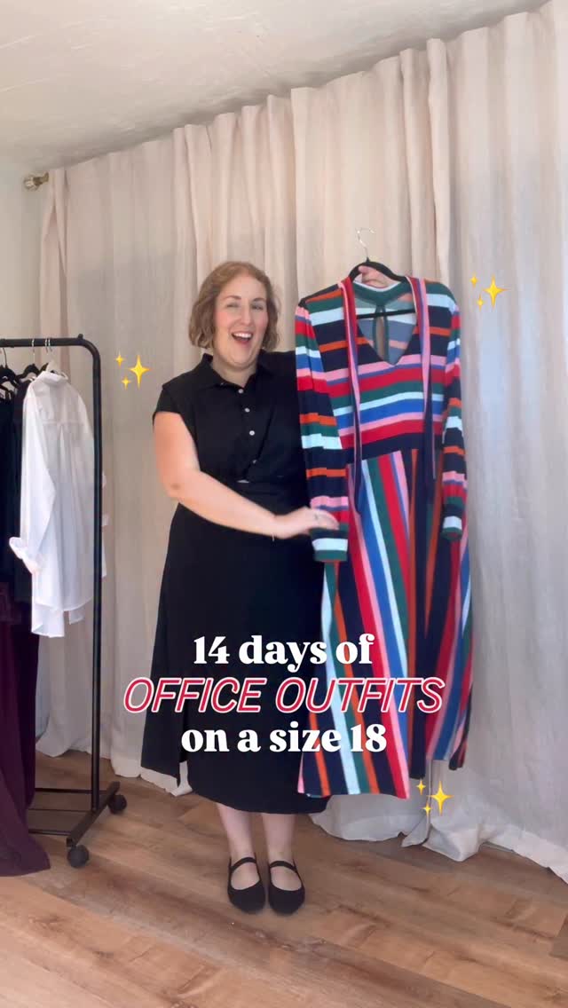 Instagram post by @sass.and.cellulite for ELOQUII. Caption reads: This colorful dress is SO fun😍

Comment SHOP to....