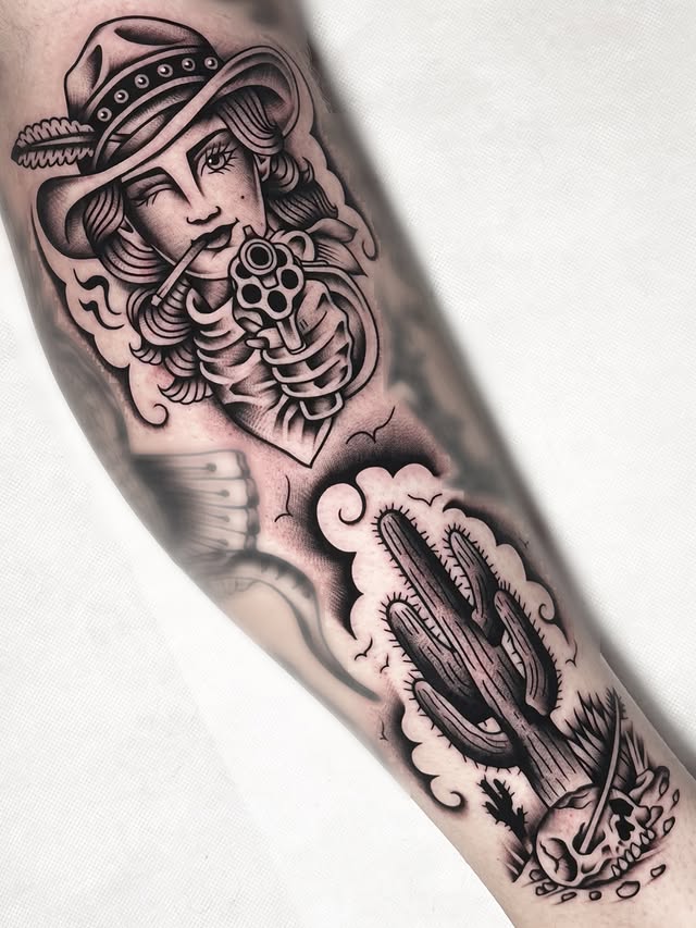 Instagram post by @saschi_mccormack for Hustle Butter. Caption reads: [...] @cheyenne_tattooequipment....
