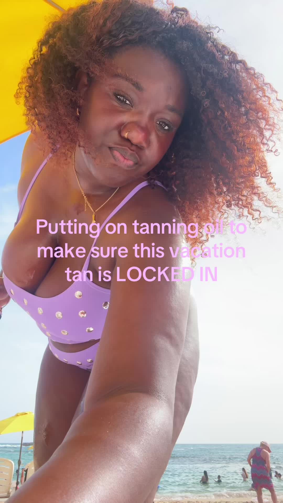 TikTok post by @technicallynotnayah for Carroten Greece. Caption reads: It’s been 2 Weeks and I can still see my tan lines....