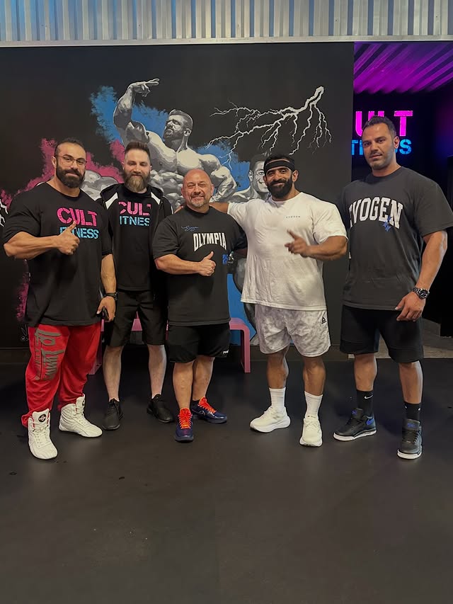 Instagram post by @habib_bazyar1 for Evogen Nutrition. Caption reads: Memories of training before the 2025 Mr.Olympia....