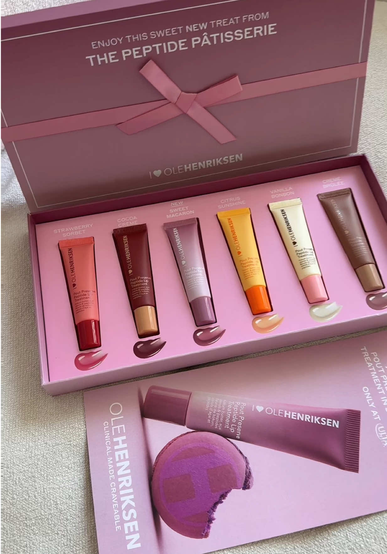 TikTok post by @daniellamagee for OLEHENRIKSEN. Caption reads: [...] Grab every single flavor💋 @Olehenriksen....