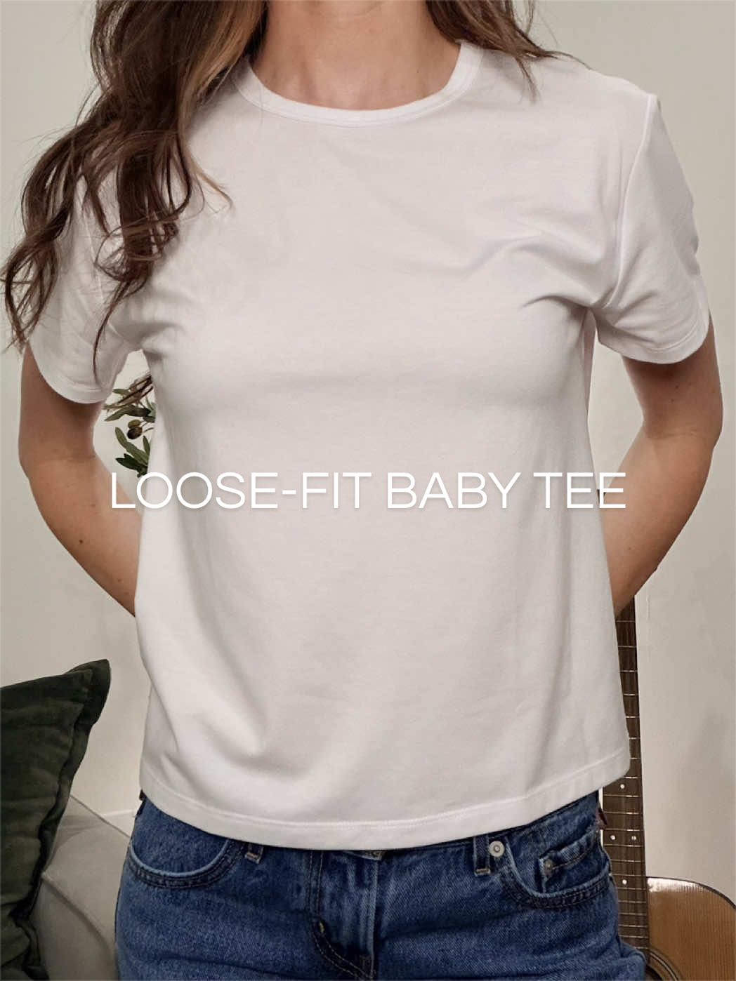 TikTok post by @shopwithbritt_ for Cuts Clothing. Caption reads: 5’4 105lbs wearing XS #cutsclothing #babytee....