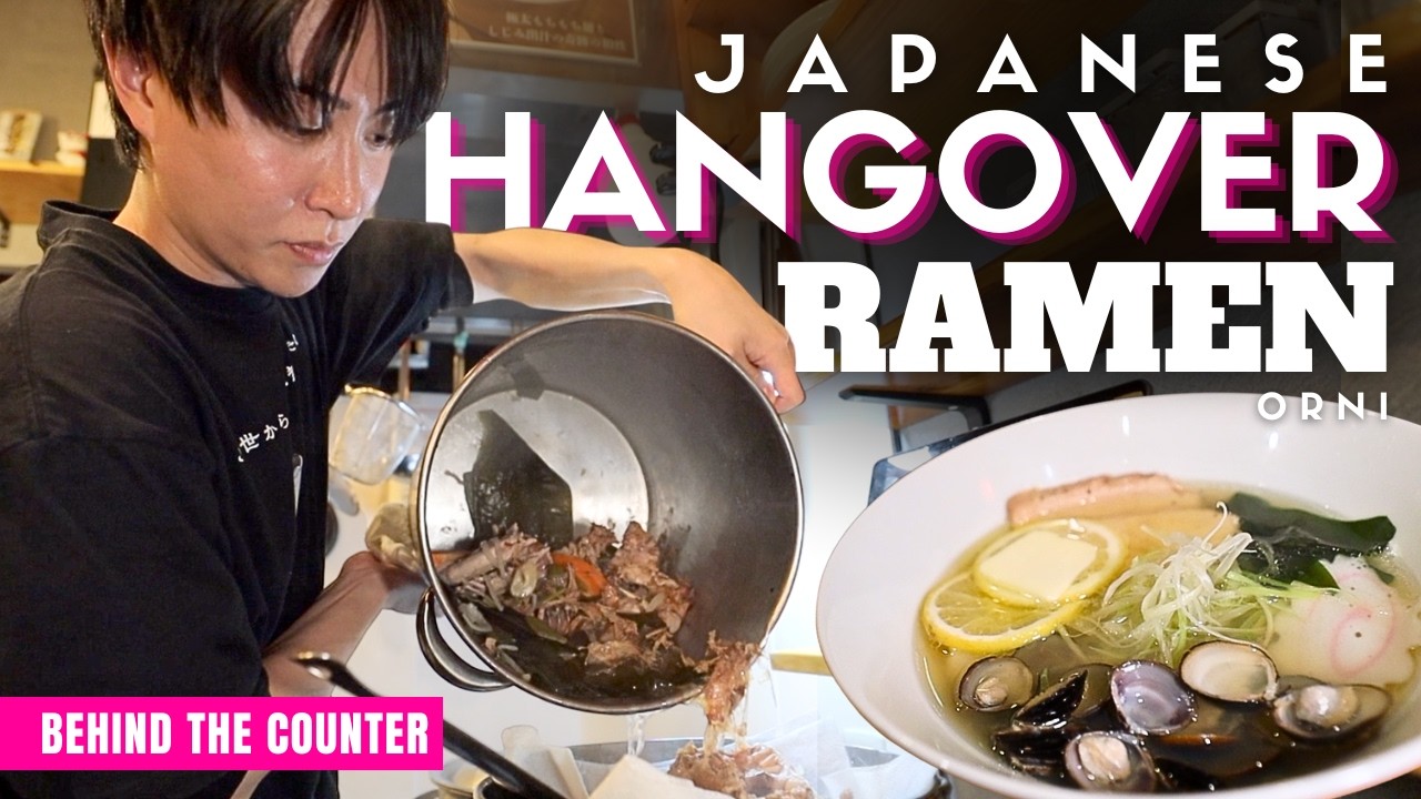 YouTube post by @PaolofromTOKYO for Sakura The Club. Caption reads: Behind the Counter at Japan's Hangover Cure Ramen....