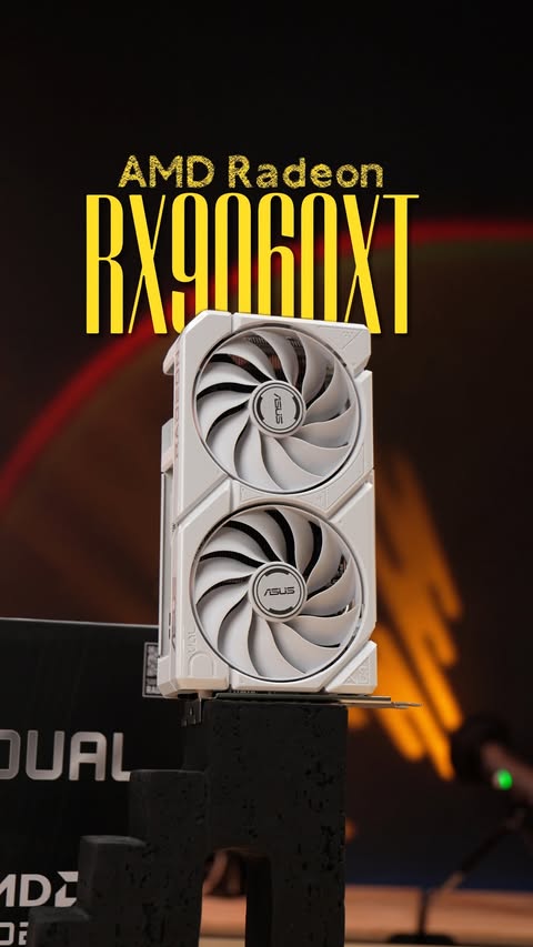 Instagram post by @archetype_origins for ASUS. Caption reads: 1440p Sweet Spot? The ASUS Dual Radeon RX9060XT....