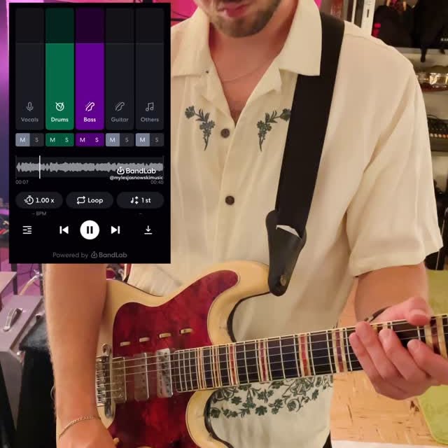 Instagram post by @mylesjasnowskimusic for BandLab. Caption reads: Who else listened to this solo on repeat? The....
