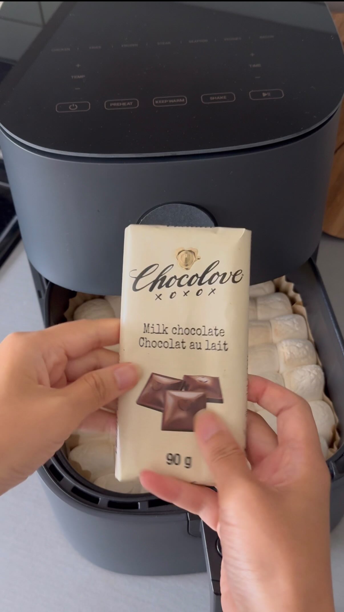 Instagram post by @camillia_lee for Healthy Planet. Caption reads: pov: you make the viral air fryer s’mores

Cozy....