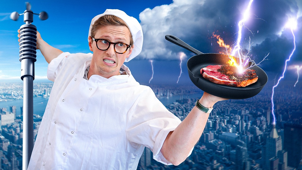 YouTube post by @MaxFosh for Revolut. Caption reads: $8 Steak vs. Lightning.