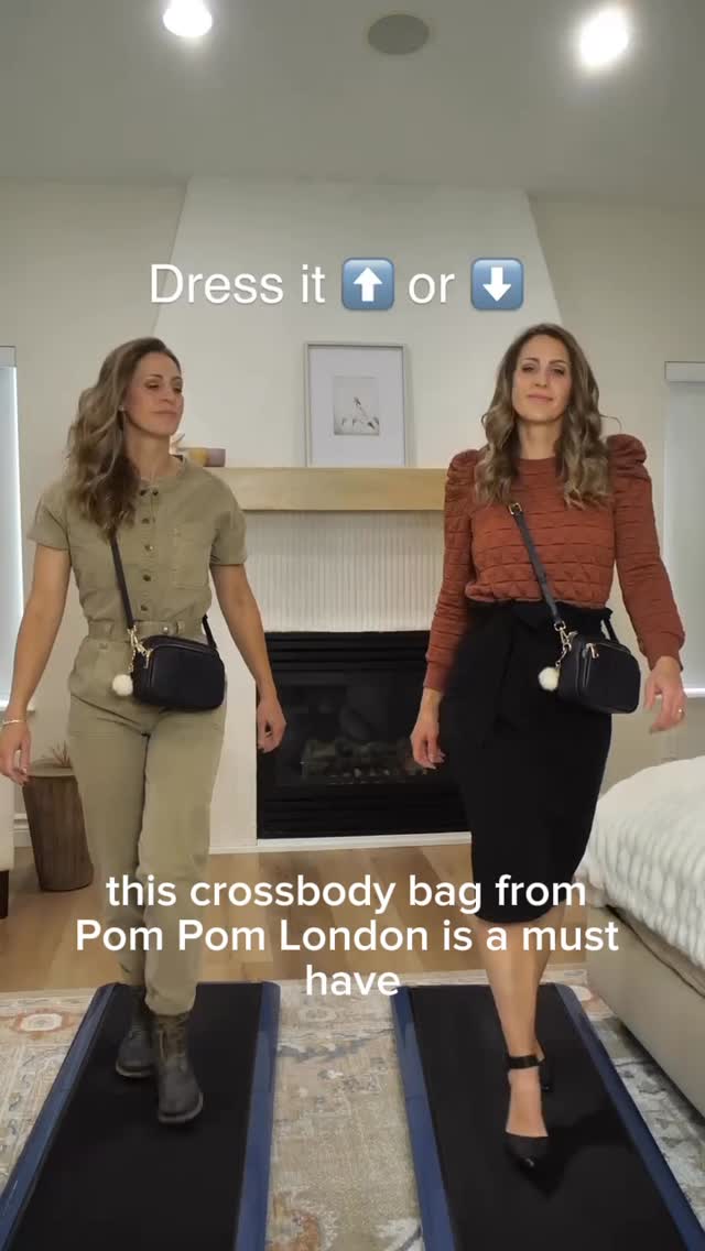 Instagram post by @aprilorgill for Pom Pom London. Caption reads: This leather cross body bag from @pompomlondon is....