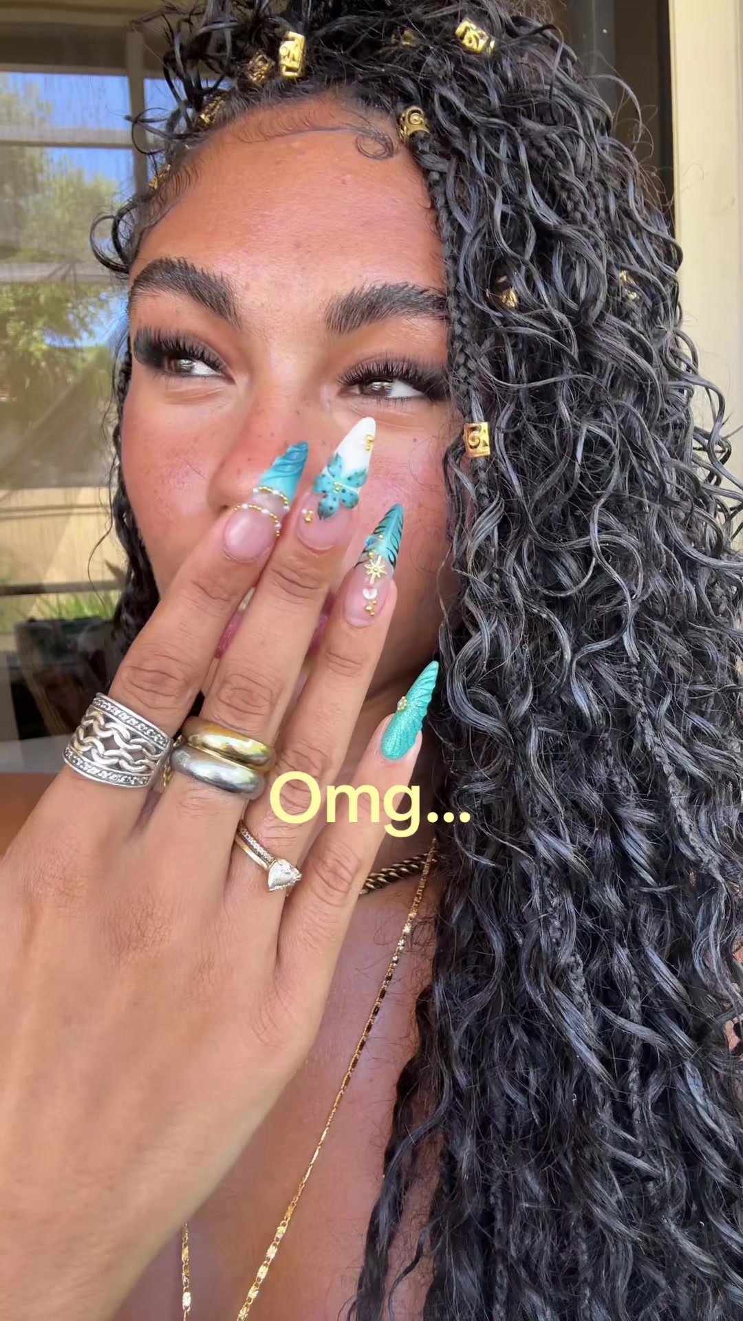 TikTok post by @sxrahferg for Nailvesta. Caption reads: wow @NailVesta #summernails #nailinspo....