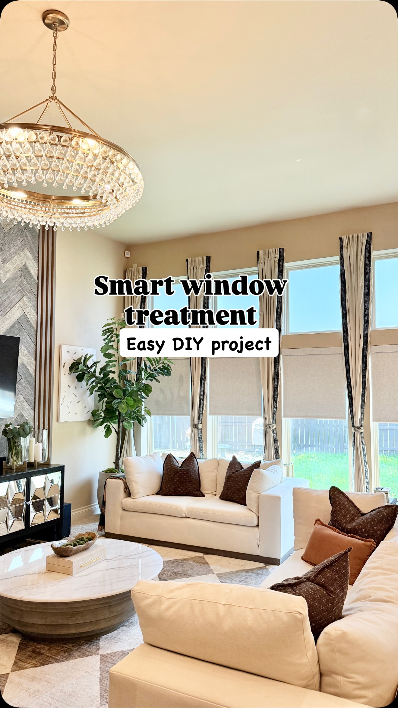 Instagram post by @the_aesthetic_side_of_homes for Yoolax Smart Blinds. Caption reads: [...] to Yoolax Smart Roller Shades from....