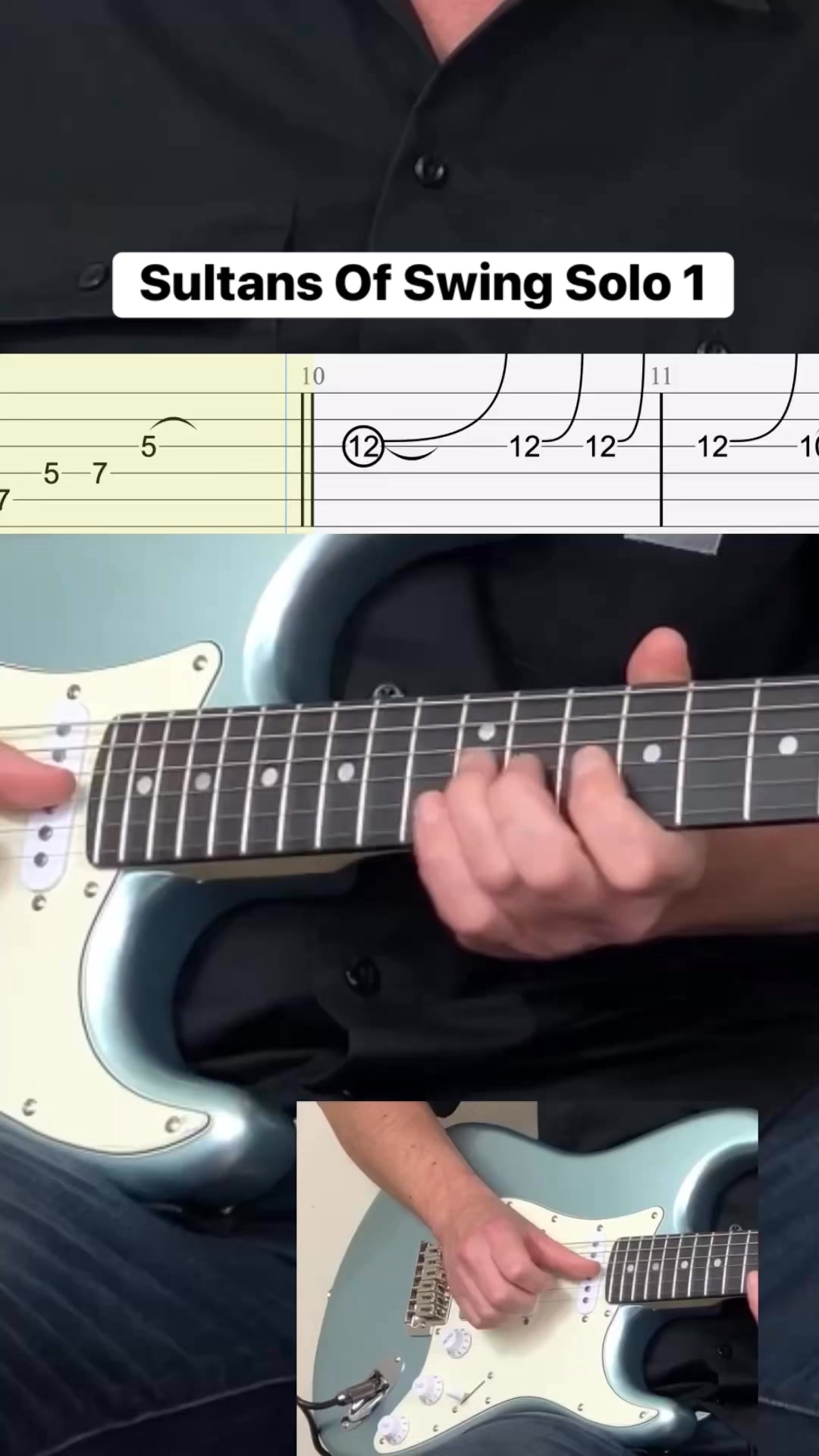 Instagram post by @1jour1riff for DonnerMusic. Caption reads: Sultans Of Swing Solo 1

🎸I use....