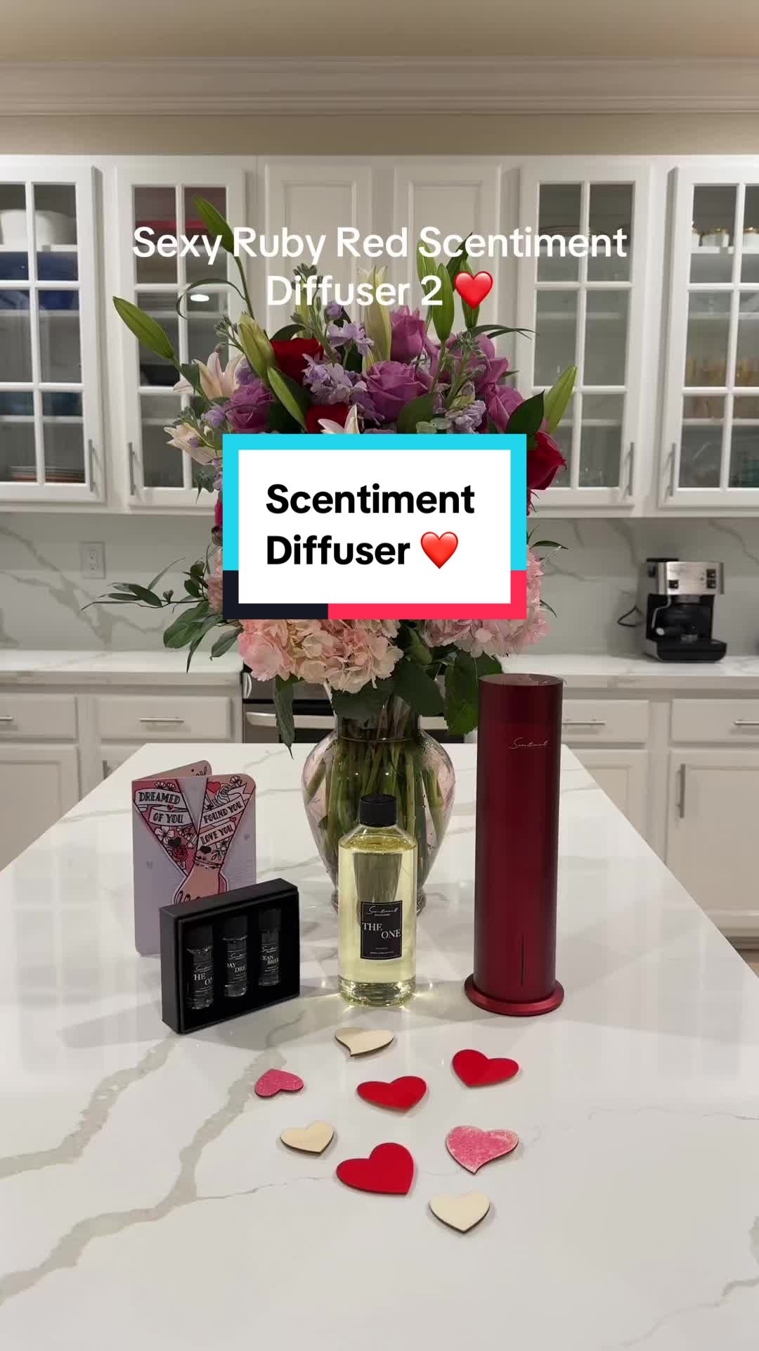 TikTok post by @elegantfaces for Scentiment. Caption reads: The Scent Diffuser 2 uses cold-air diffusion....