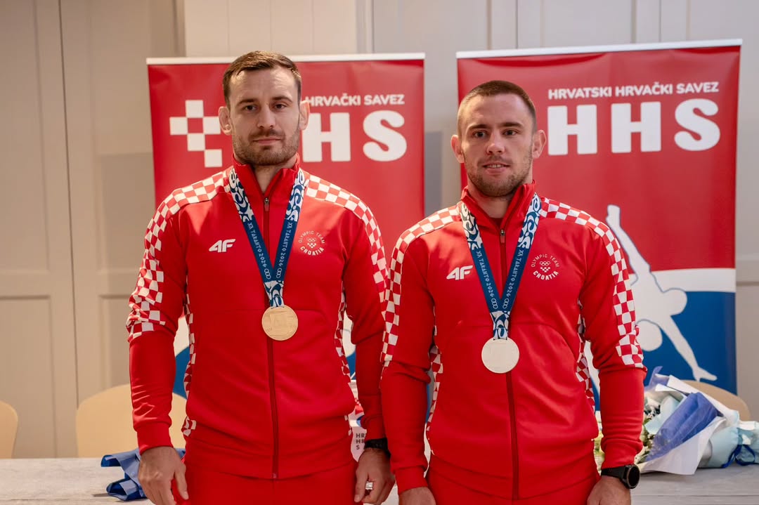 Instagram post by @croatianwrestling for Peugeot. Caption reads: [ 🏆 SVEČANI PRIJEM ZA NAŠE MEDALJAŠE 🏆 ] 》Dana....