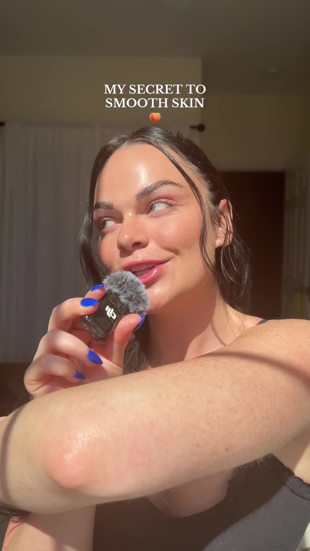 TikTok post by @kristynhoffman96 for First Aid Beauty. Caption reads: [...] as smooth as a PEACH 🍑 @First Aid Beauty ....