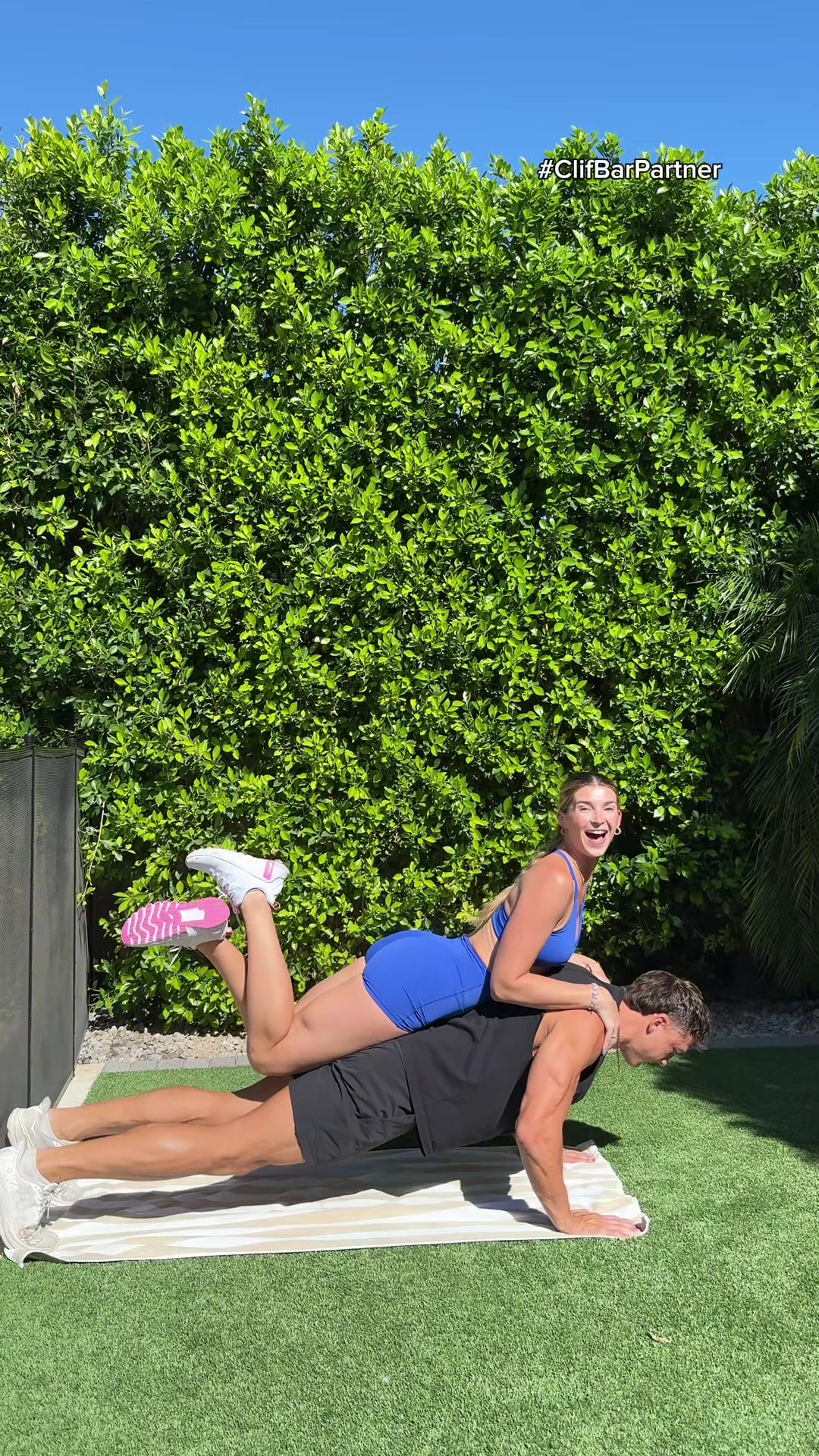 TikTok post by @joshxkatie for CLIF BAR. Caption reads: #ClifBarPartner Fueled up and making every minute....