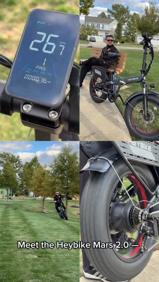 Instagram post by @samcyildiz for Heybike. Caption reads: 🚴‍♀️ Meet the Heybike Mars 2.0 — the e-bike that....