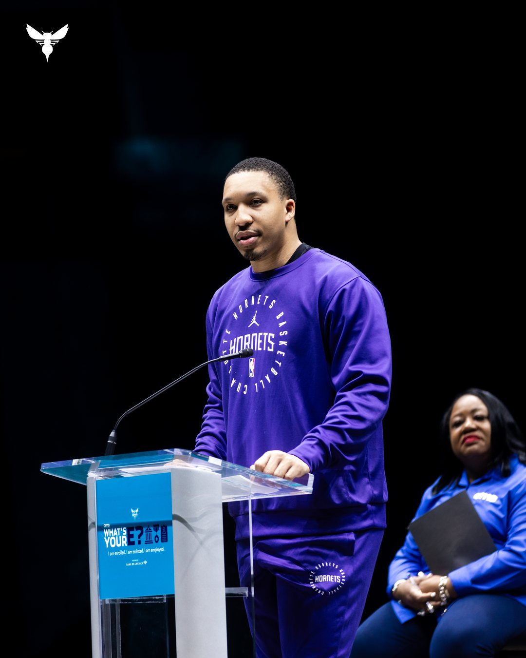 Instagram post by @hornetscommunity for Bank of America. Caption reads: We welcomed 1,500 @charmeckschools students to....