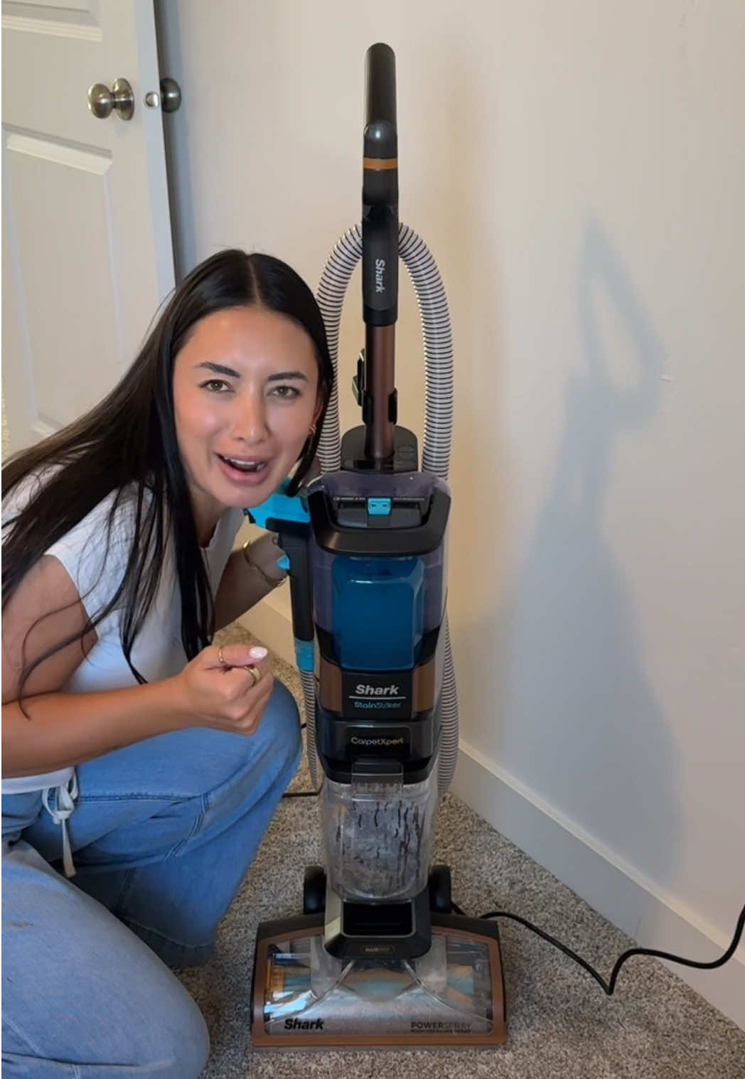 TikTok post by @sabriena_abrre for Shark Home. Caption reads: Just me… and another spill 😭 Between having 3....