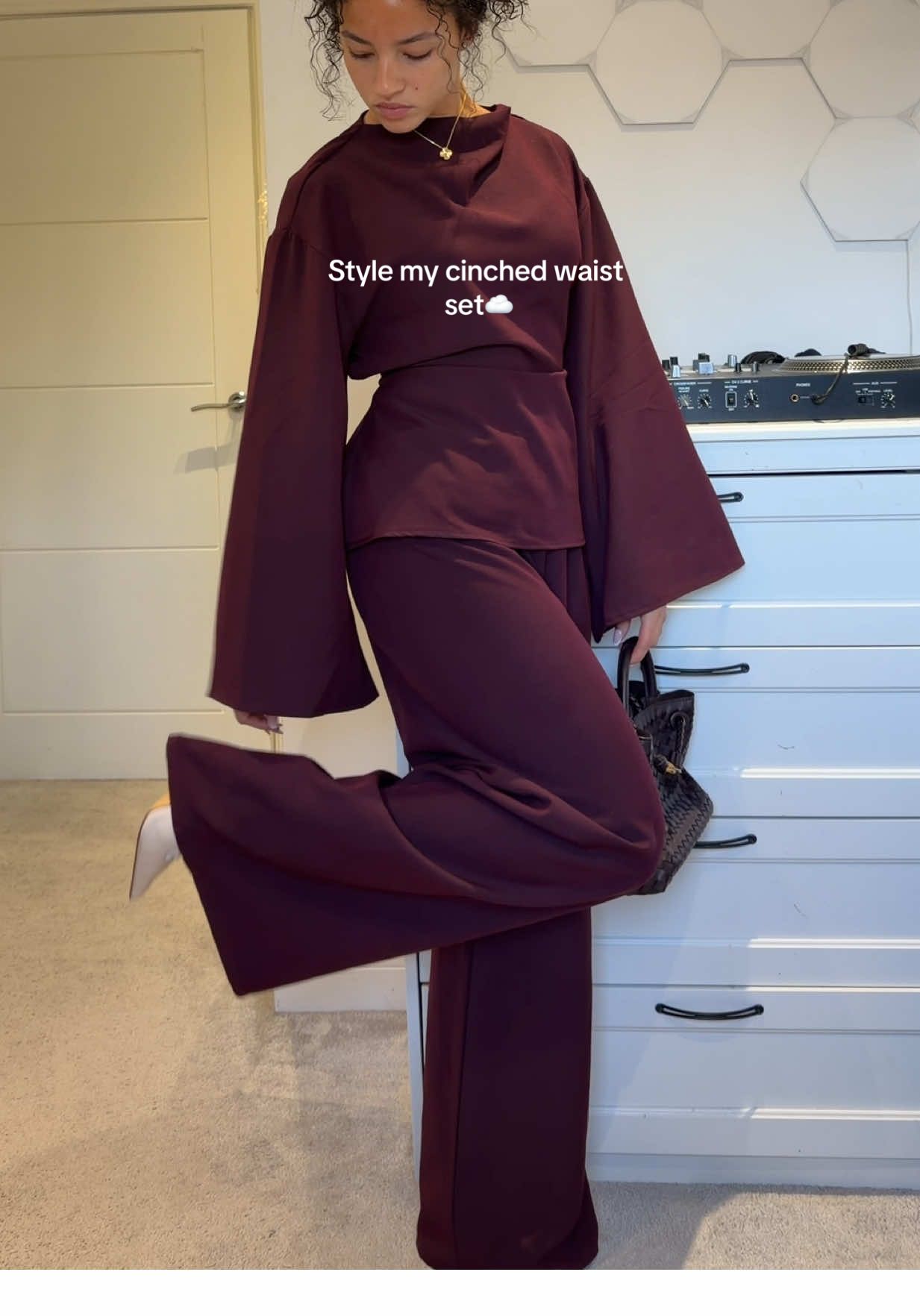 TikTok post by @tyrabaylis for emlavish. Caption reads: The waist detail>>☁️ @emlavish #emlavish....