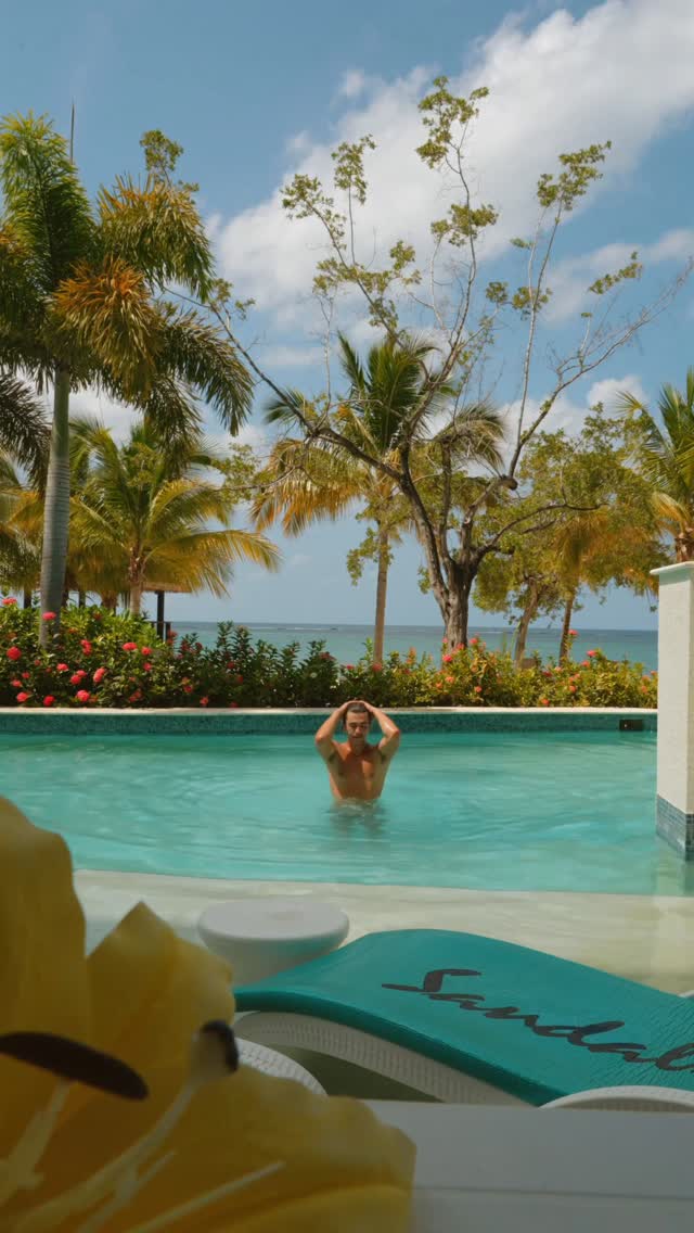 Instagram post by @caidenjacksontravel for Sandals Resorts. Caption reads: i might have found the perfect place for me, right....