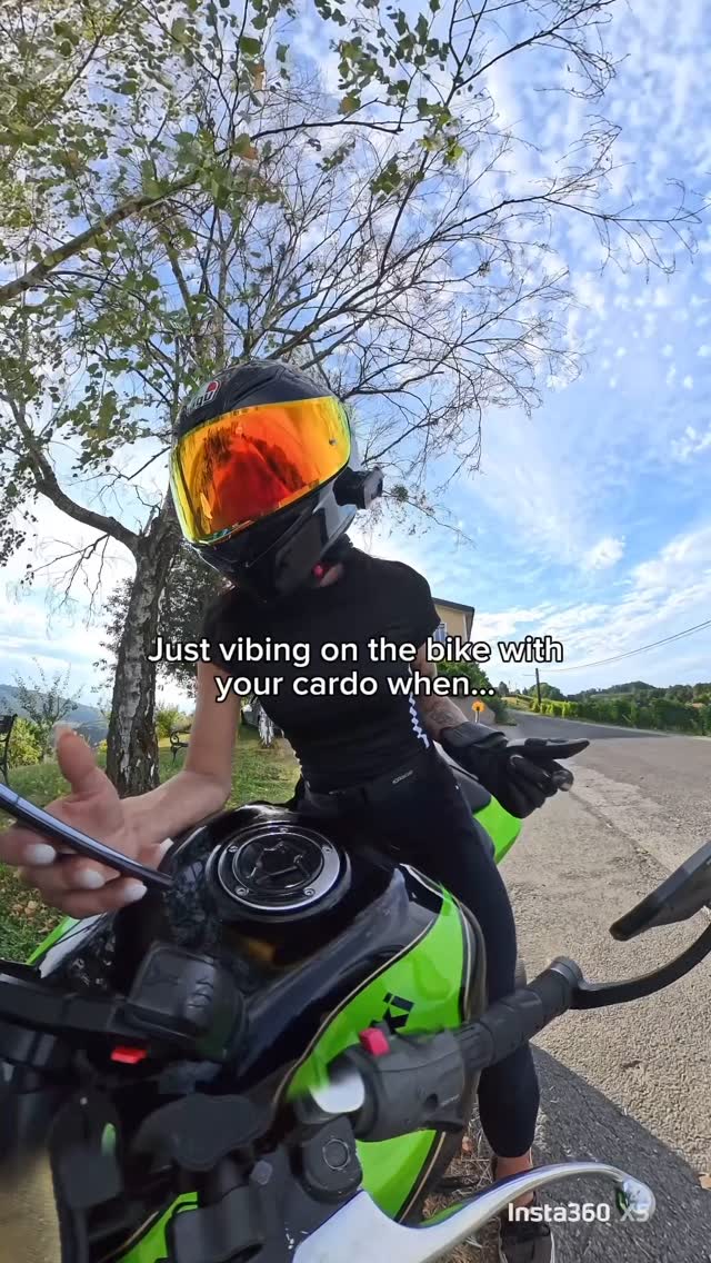 Instagram post by @_kawa.katy for Cardo Systems. Caption reads: That’s a biker thing I guess ✨
⬇️⬇️⬇️

Ever tried....